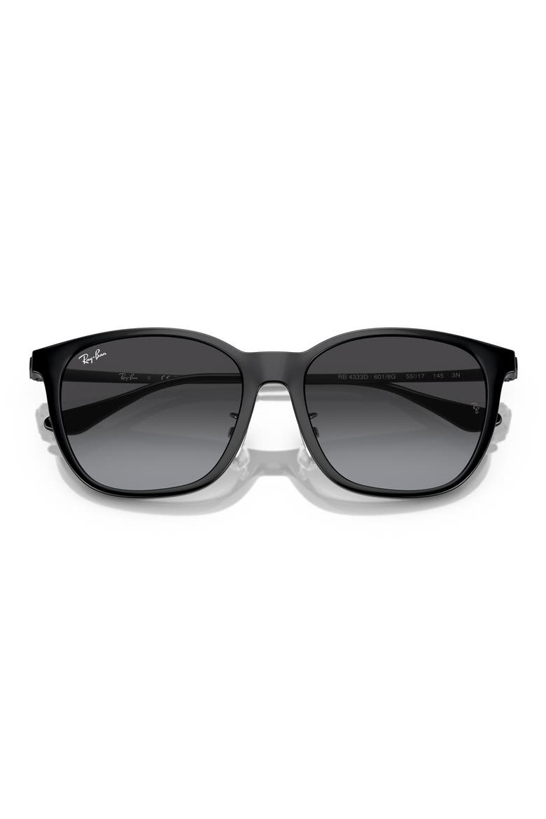 55mm Gradient Square Sunglasses, Main, color, BLACK