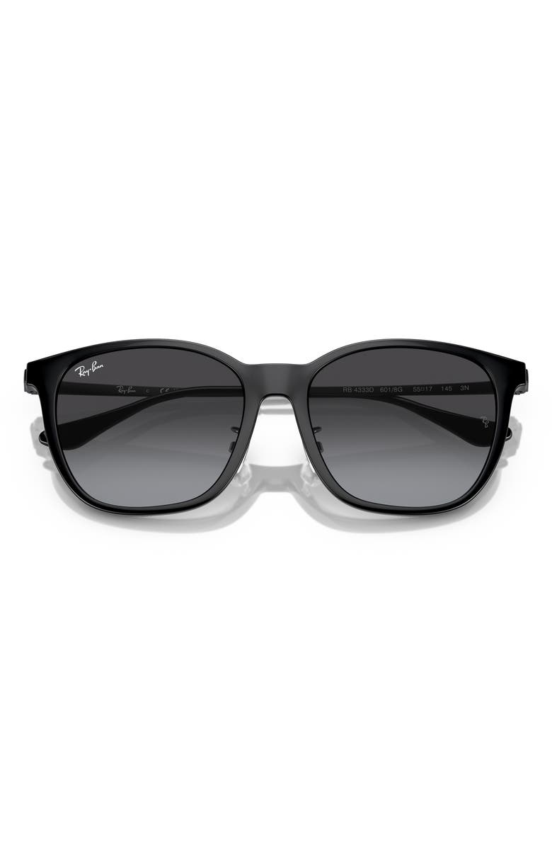 Ray-Ban 55mm Gradient Square Sunglasses, Main, color, Black