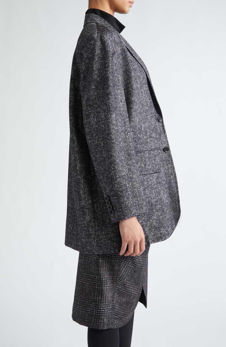 Max Mara Laziale Check Print Silk Twill Blazer, Alternate, color, 