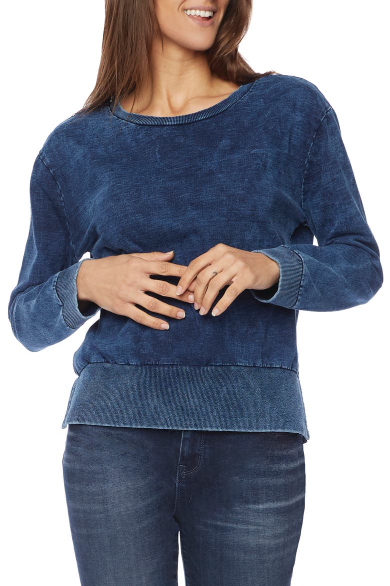 Denim Cotton French Terry Sweatshirt, Alternate, color, INDIGO