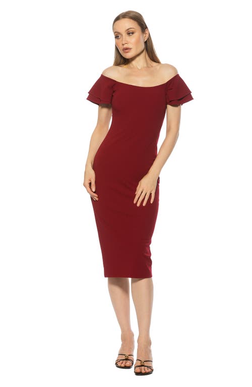 Alexia Admor Winston Off The Shoulder Body-con Midi Dress In Burgundy