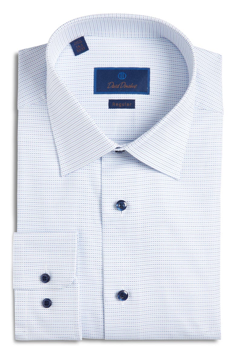 Regular Fit Micro Tic Cotton Dobby Dress Shirt, Main, color, SKY/ BLUE