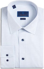 David Donahue Regular Fit Micro Tic Cotton Dobby Dress Shirt