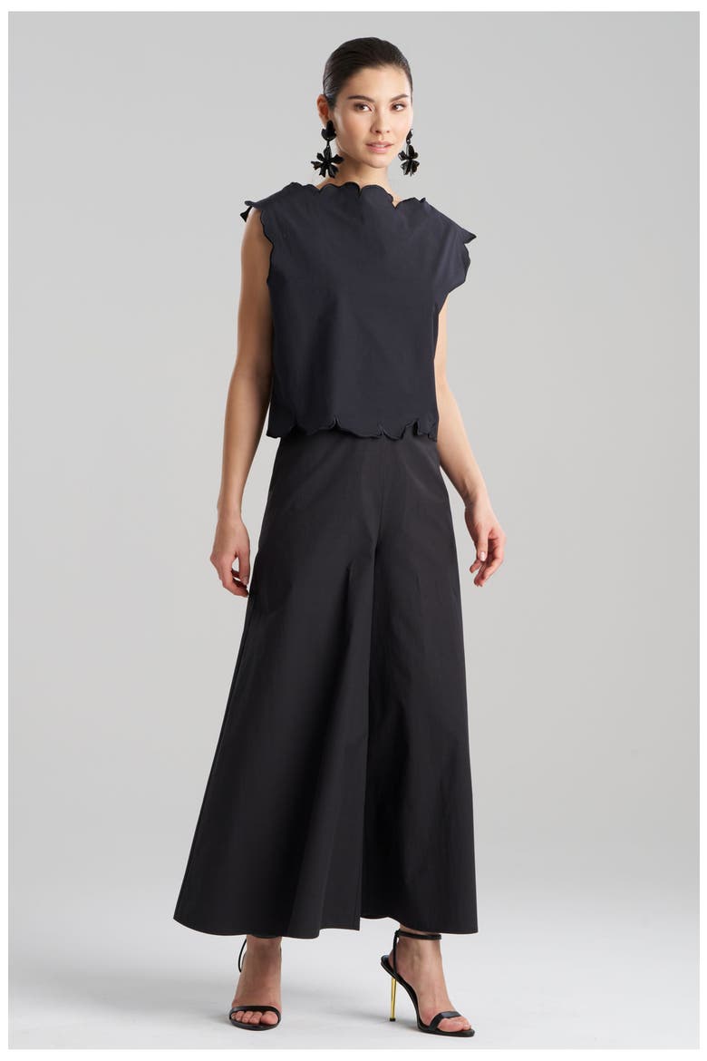 TECH COTTON TAFFETA Square Top with Embroidery, Main, color, BLACK