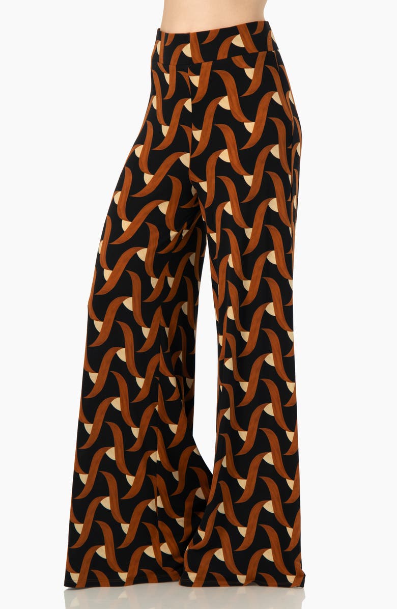 IVONNE Geometric Strech Wide Pants, Alternate, color, Multi-Brown