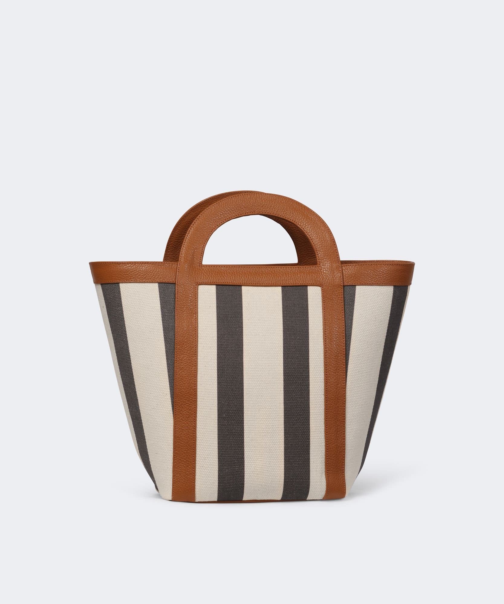 Atuel Stripe Small Tote, Main, color, Natural Canvas Caramel