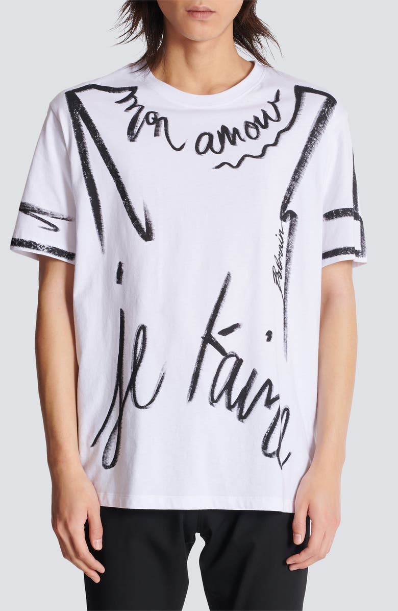 Balmain Regular Fit Je T'aime Cotton Graphic T-Shirt, Main, color,