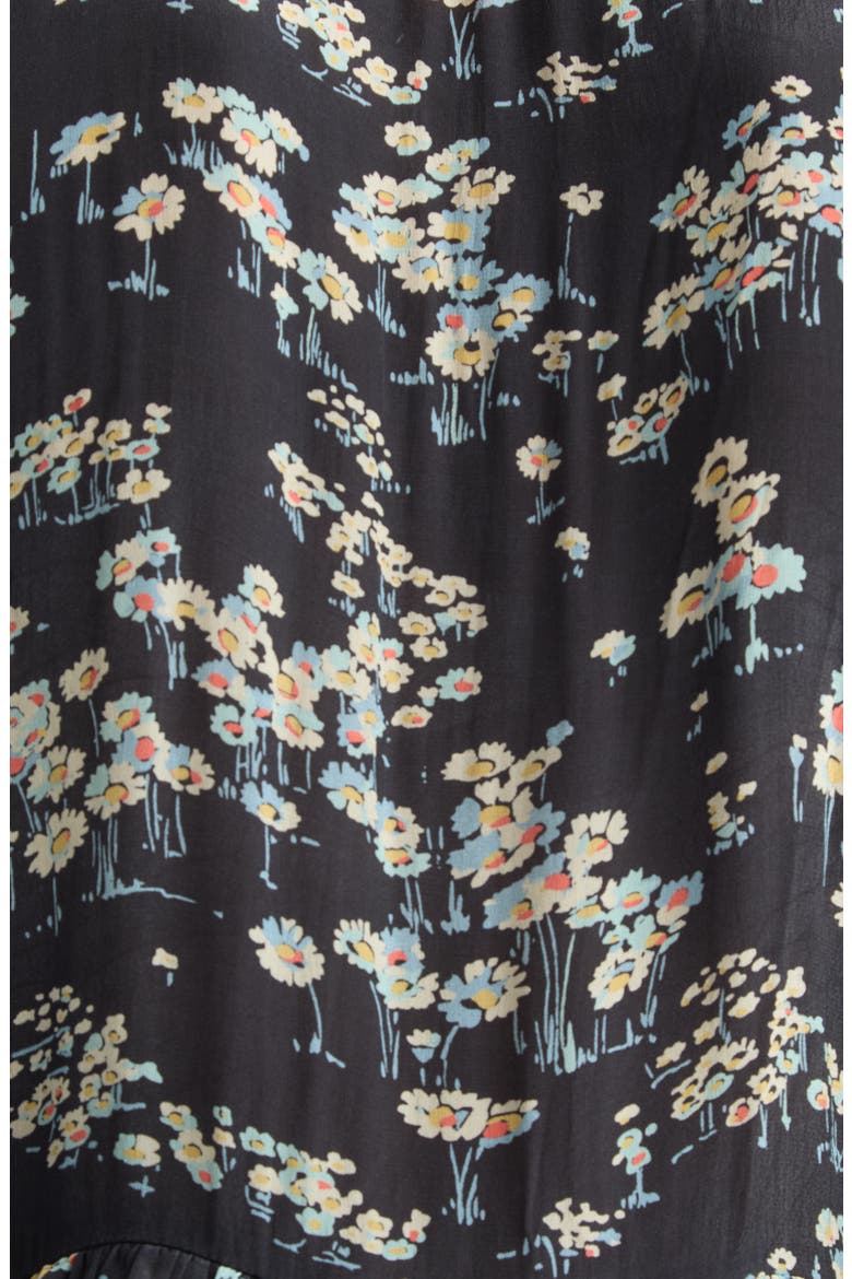 Mona Print V-Neck Midi Dress, Alternate, color, BLACK