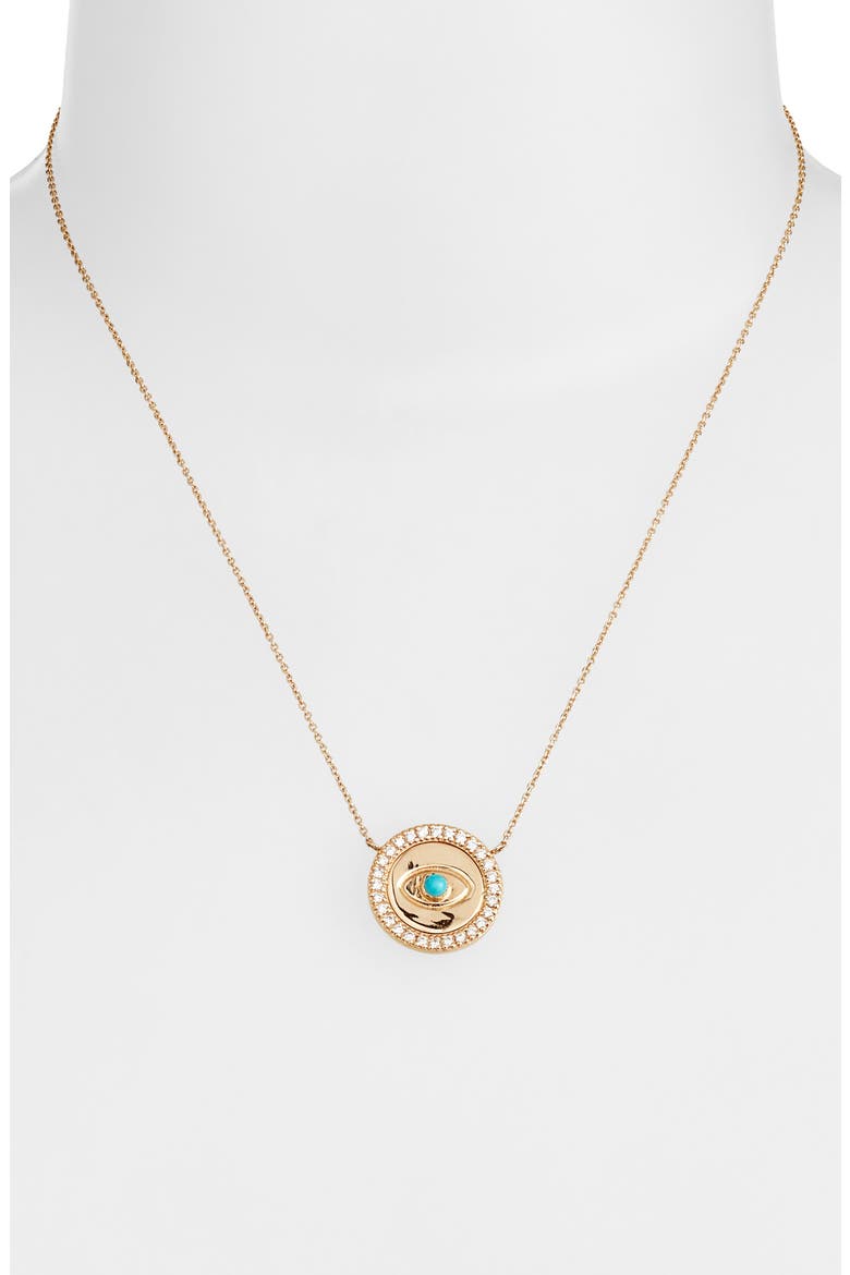 Classique Royale Evil Eye Disk Necklace, Alternate, color, TURQUOISE/ AQUA