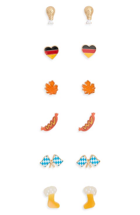 6-Pack Oktoberfest Stud Earrings