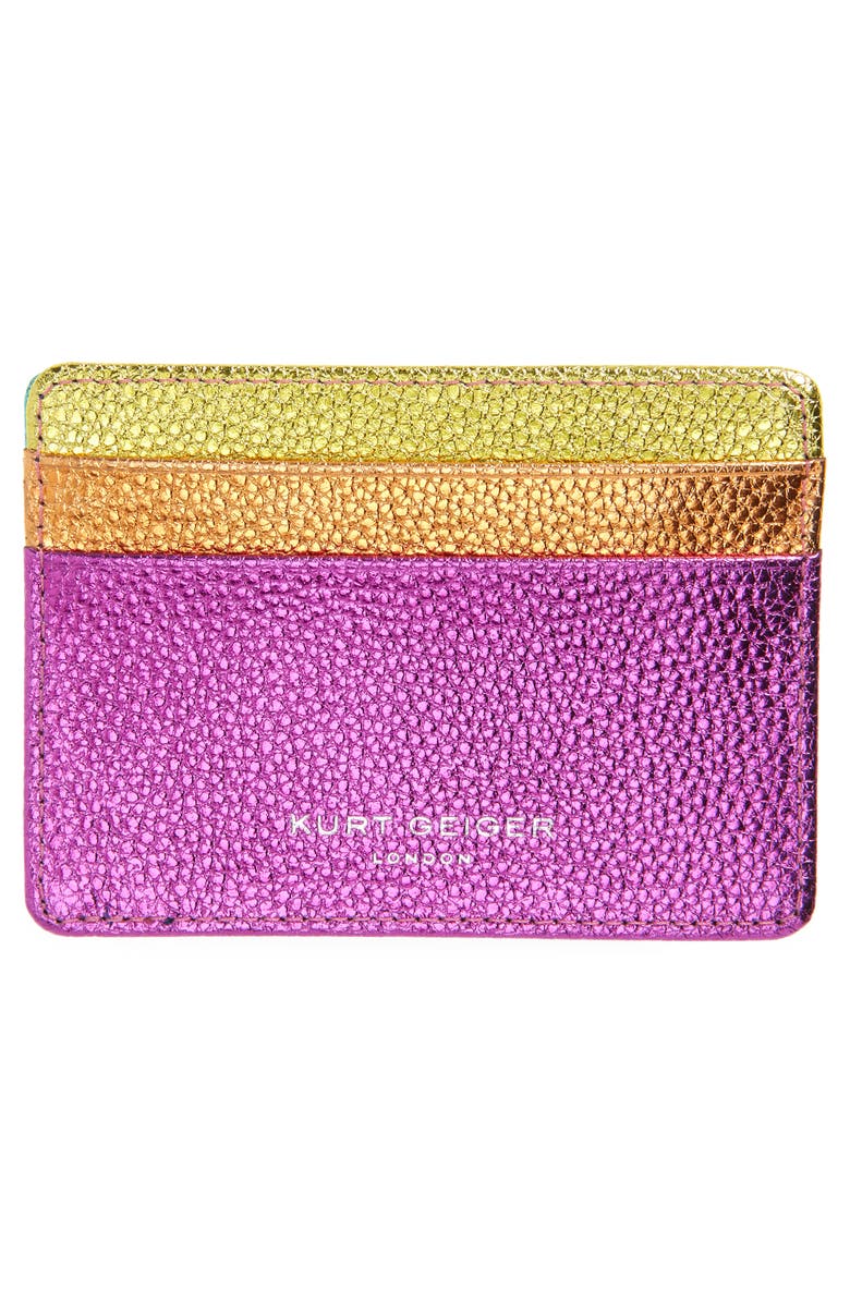 Kurt Geiger London Metallic Leather Card Holder, Alternate, color, 