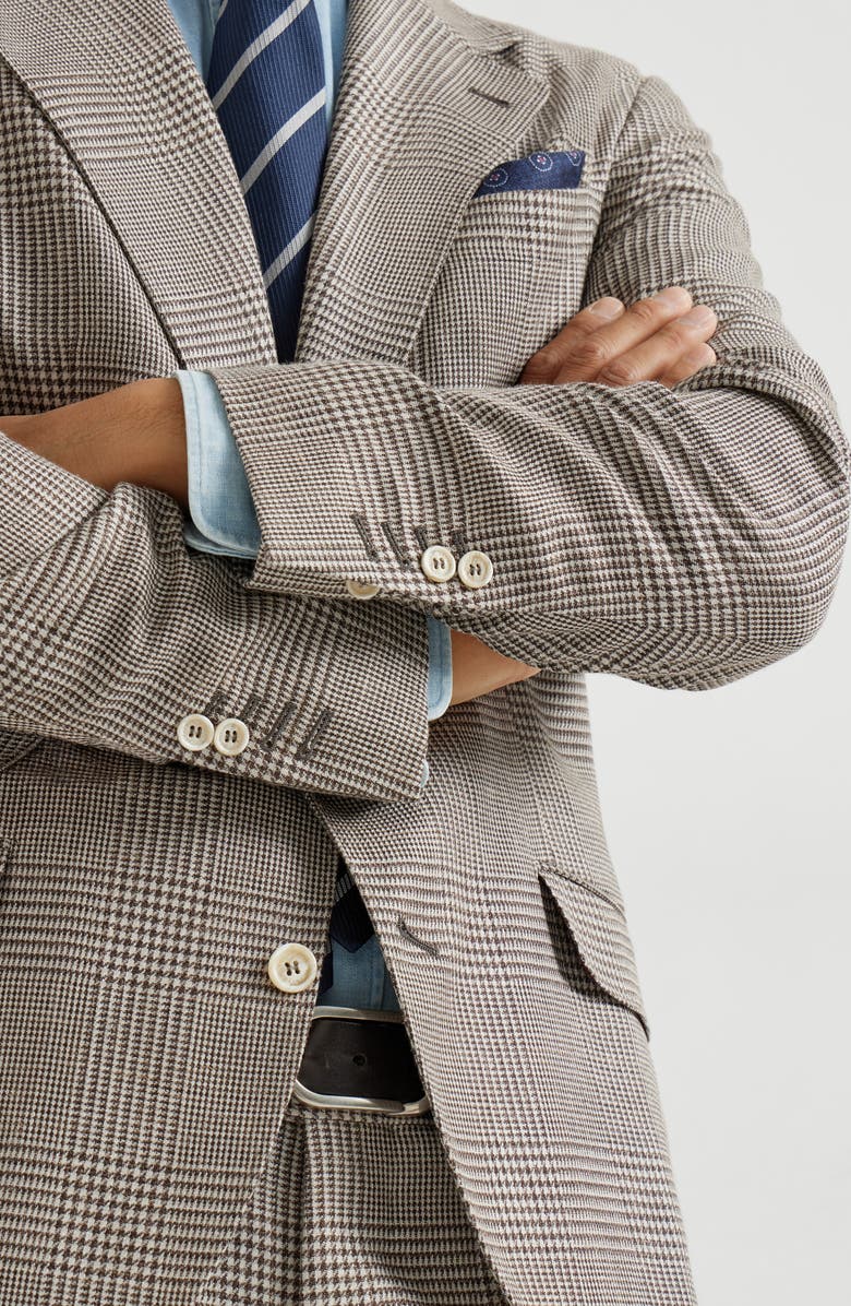 Brunello Cucinelli Prince of Wales Cavallo blazer, Alternate, color, Light Brown