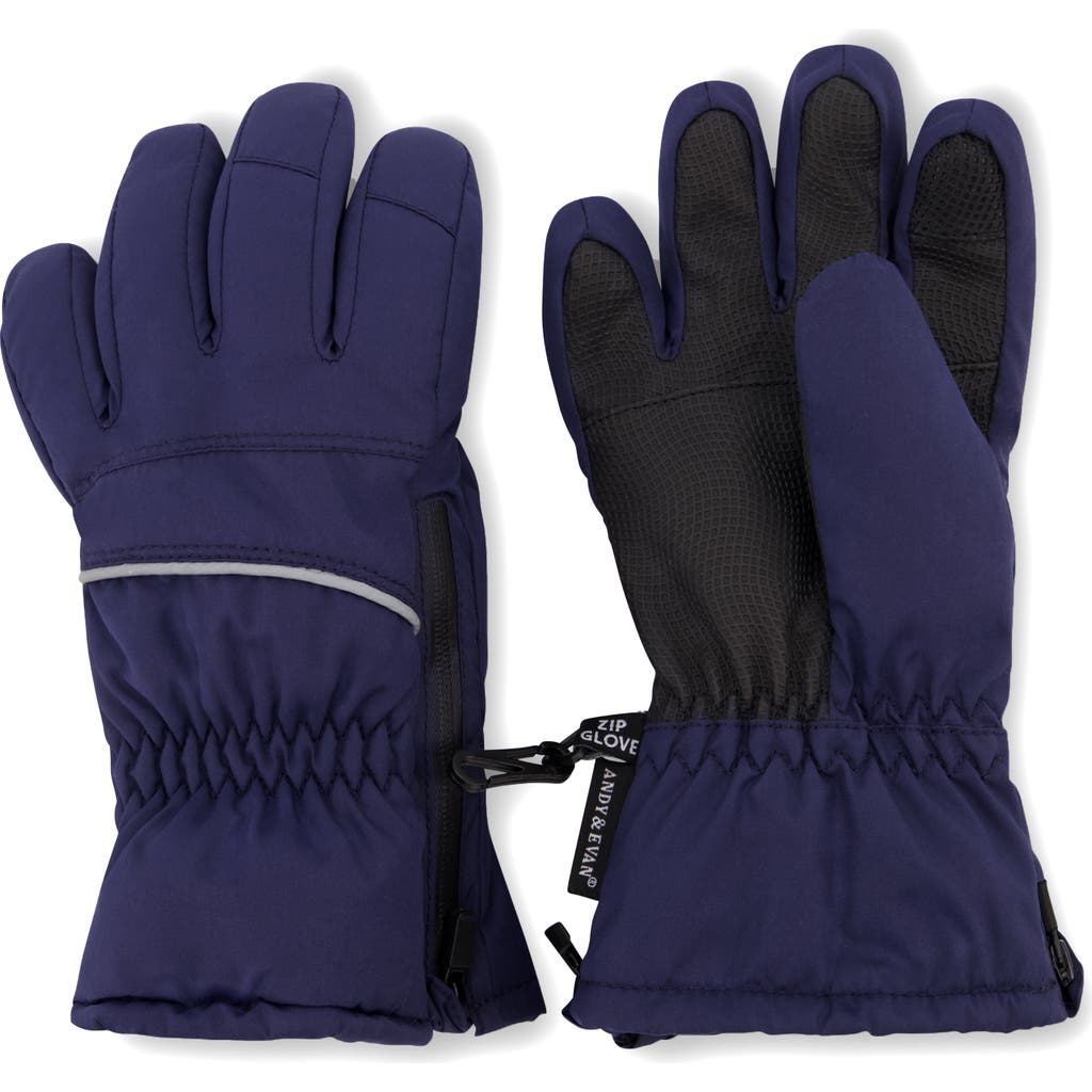 Andy & Evan Kids' Zip Gloves In Blue