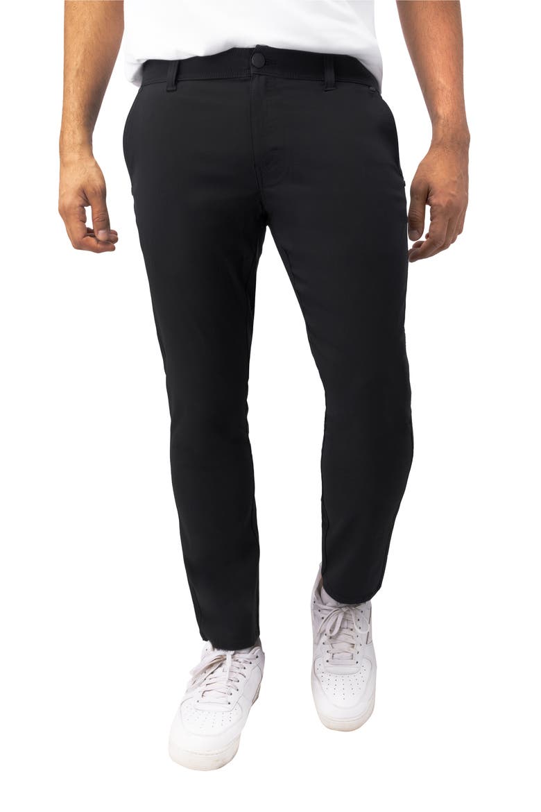 Hidden Zip Pocket Twill Trousers, Alternate, color, BLACK