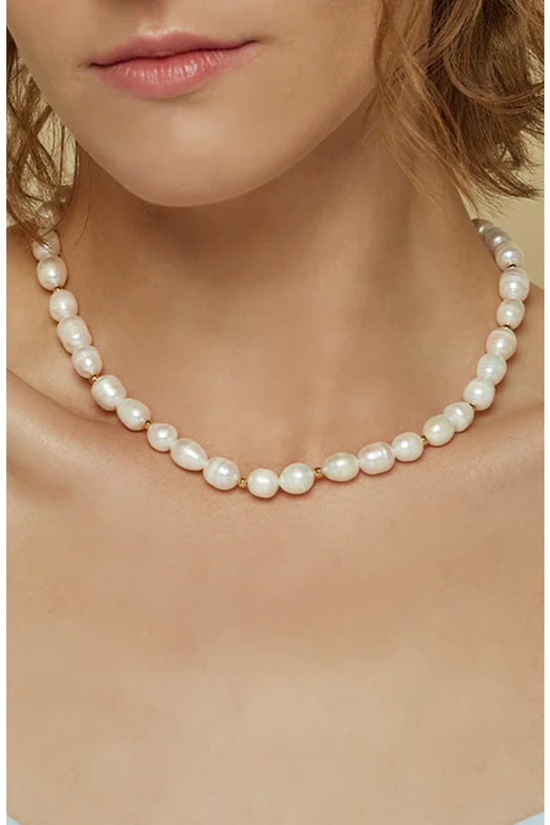 14k Gold Plated Eternal Spring Pearl Necklace Dainty Statement, Alternate, color, Gold