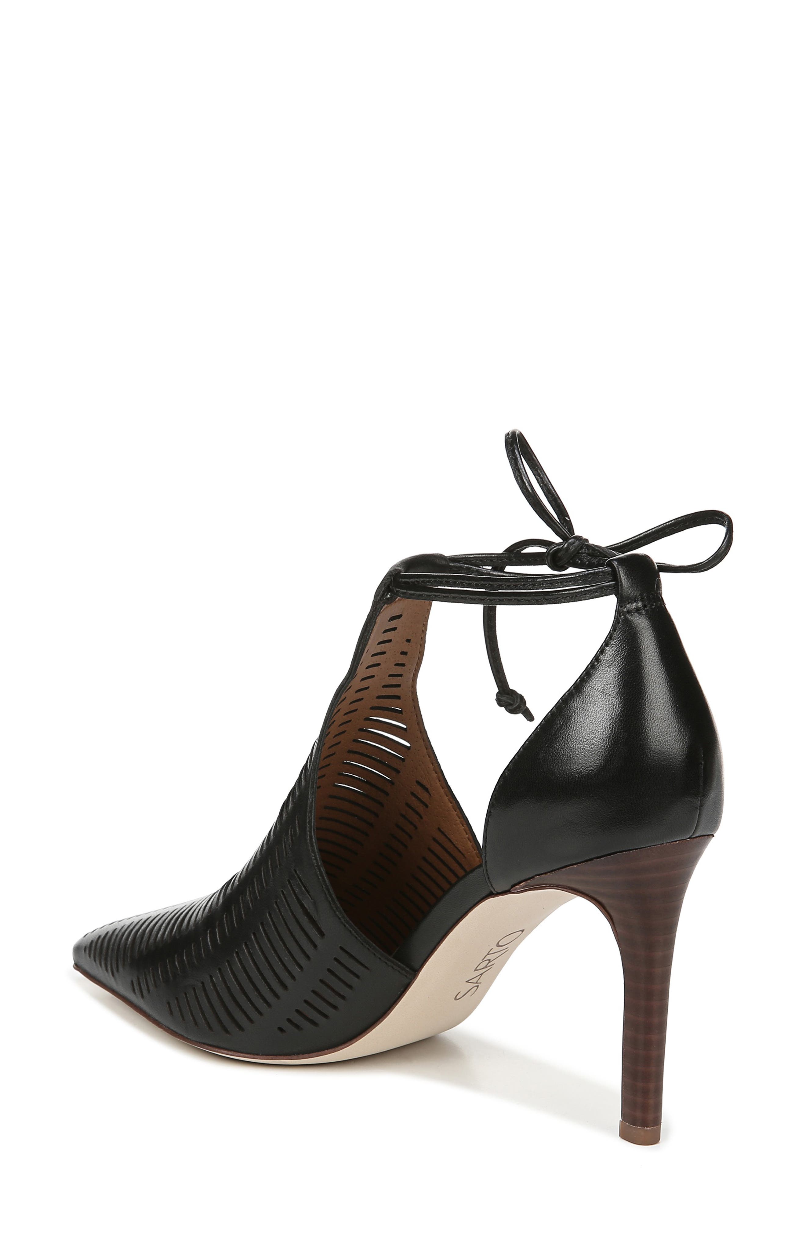 Krista Perforated Ankle Wrap Pump, Alternate, color, BLACK LEATHER