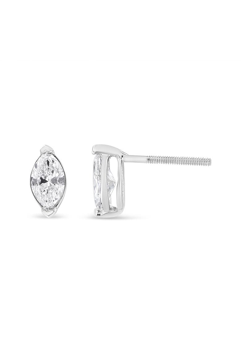 14K White Gold 4/5 Cttw Marquise Lab Grown Diamond Solitaire Stud Earrings, Alternate, color, White