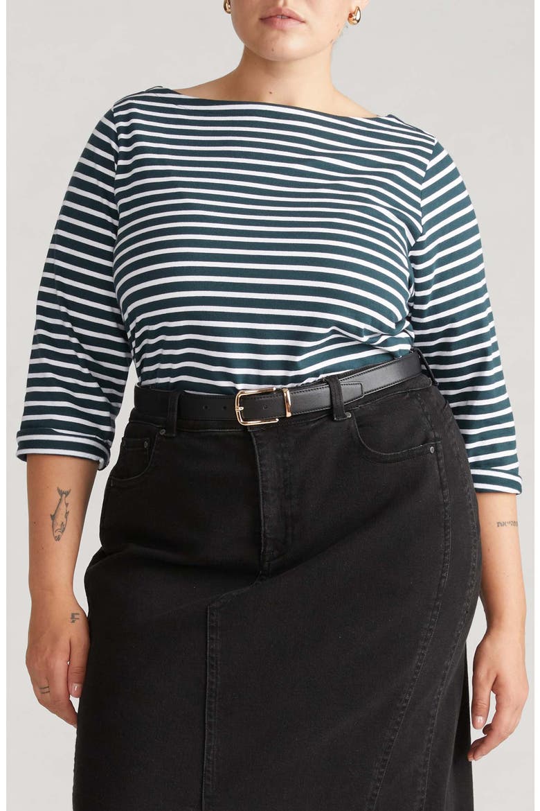 Belle Breton Stripe Top, Main, color, DEEP SEA/ WHITE STRIPE