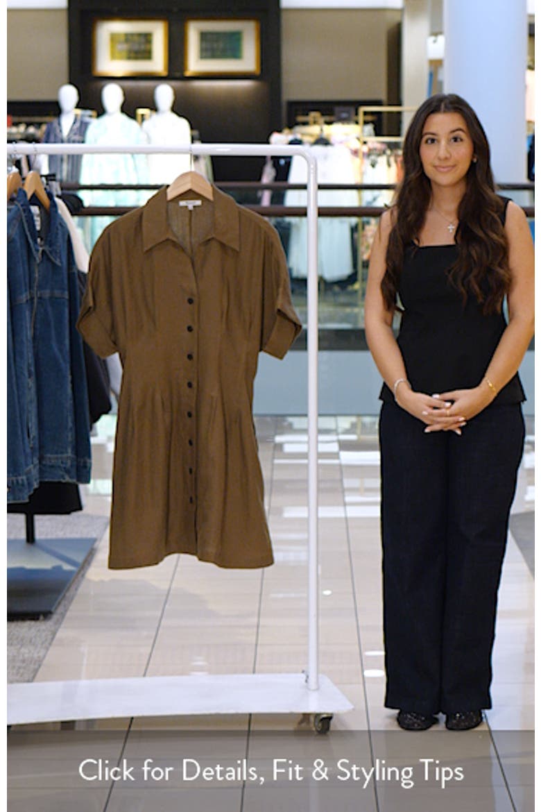 Pleated Linen Mini Shirtdress video