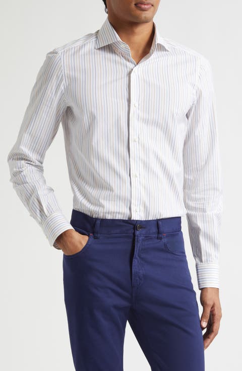 Stripe Cotton Button-Up Shirt