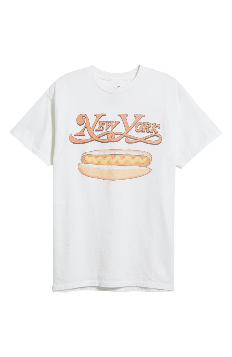 Junk Food New York Hot Dog Cotton Graphic T-Shirt, Alternate, color, White