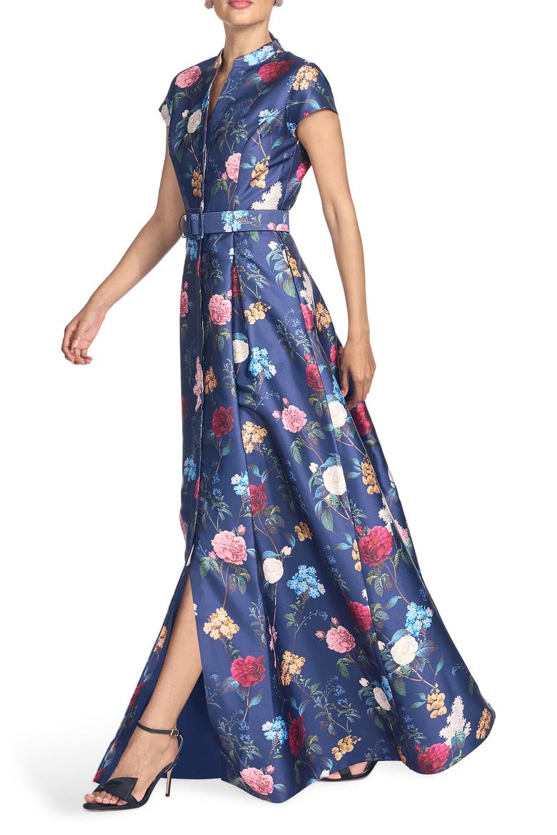 Marta Floral Belted Gown, Alternate, color, MIDNIGHT MAGIC GARDEN