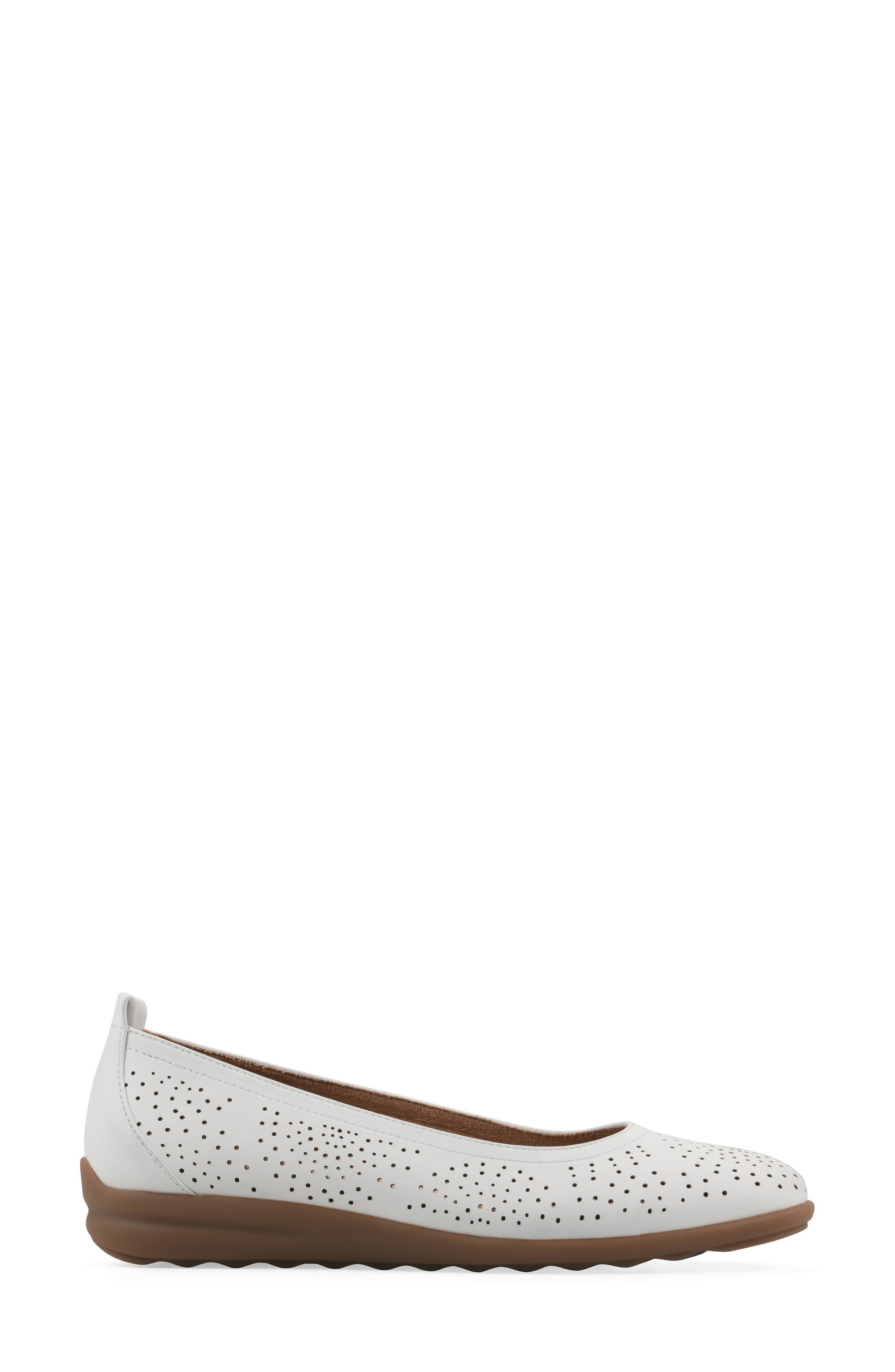 Cortney Perforated Ballet Flat, Alternate, color, WHITE SMOOTH