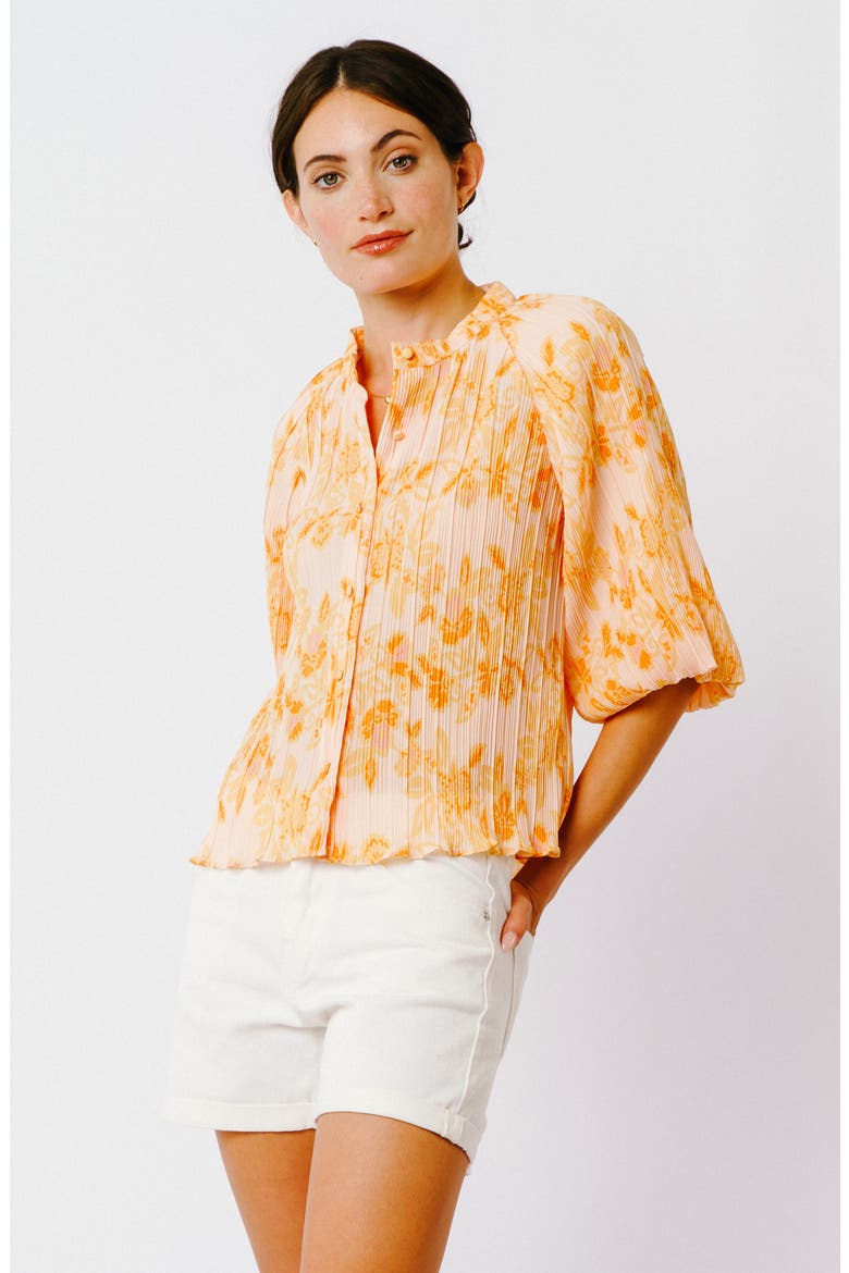 Helen Pleated Balloon Sleeve Top, Alternate, color, YELLOW MULTI