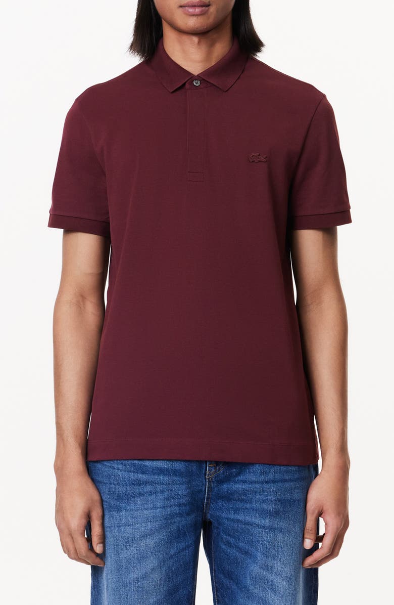 Lacoste Paris Regular Fit Stretch Polo, Main, color, Expresso