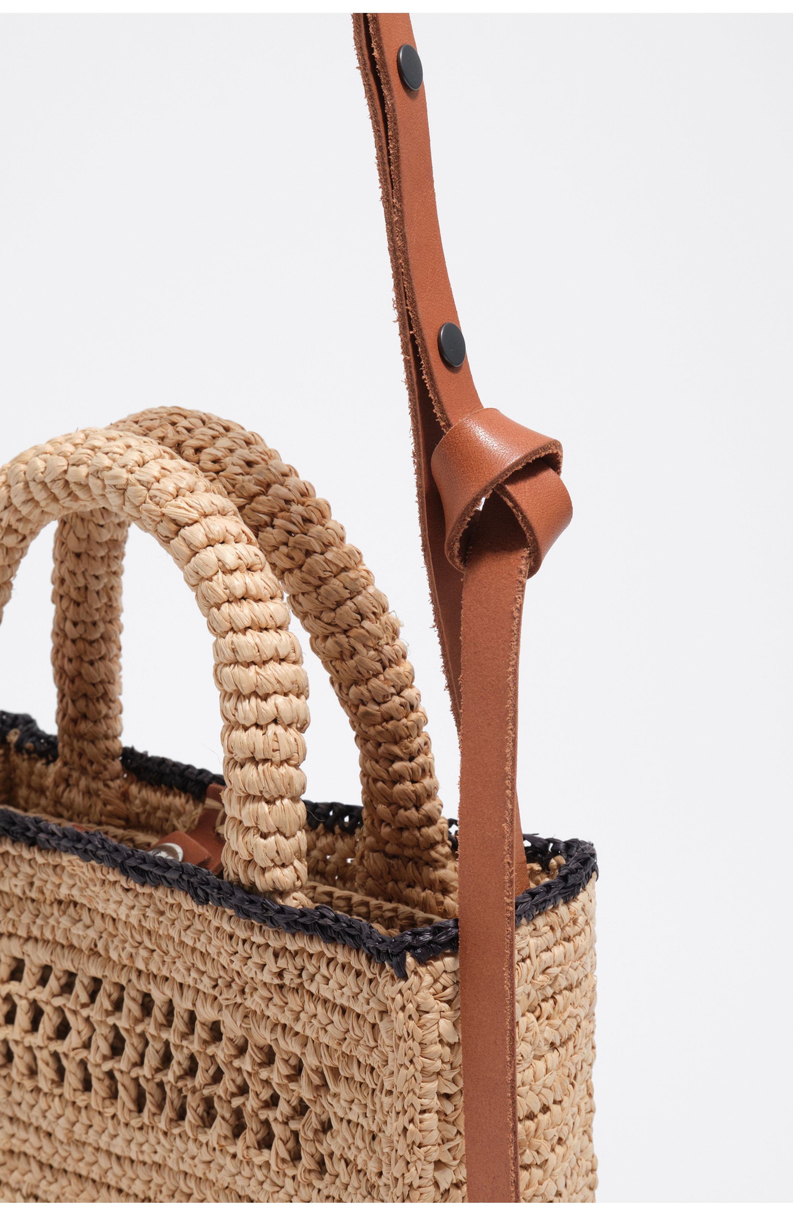 Bimba y Lola Raffia Mini Bag, Alternate, color, Natural