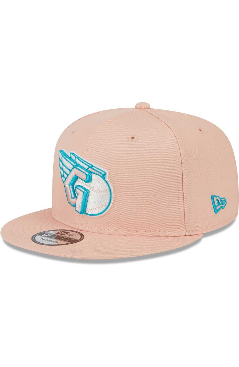 New Era Men's New Era Pink Cleveland Guardians  Sky Aqua Undervisor 9FIFTY Snapback Hat, Alternate, color, 
