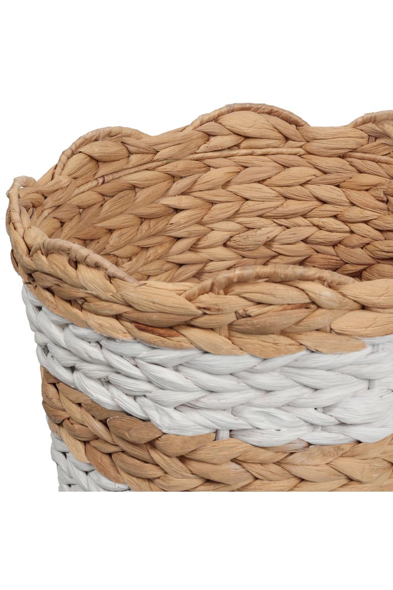 Calvin Handwoven Water Hyacinth Scalloped Edge Nesting Baskets, Alternate, color, White/Natural