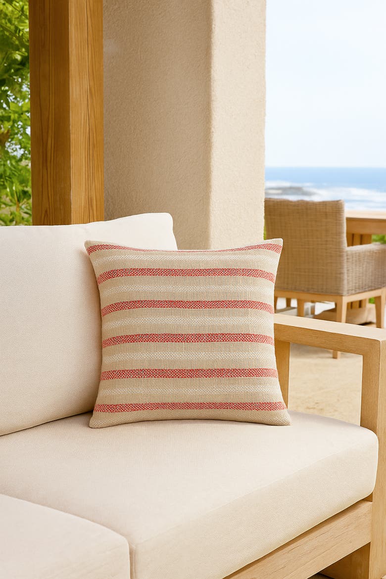 Marina Stripe Pillow, Alternate, color, Red