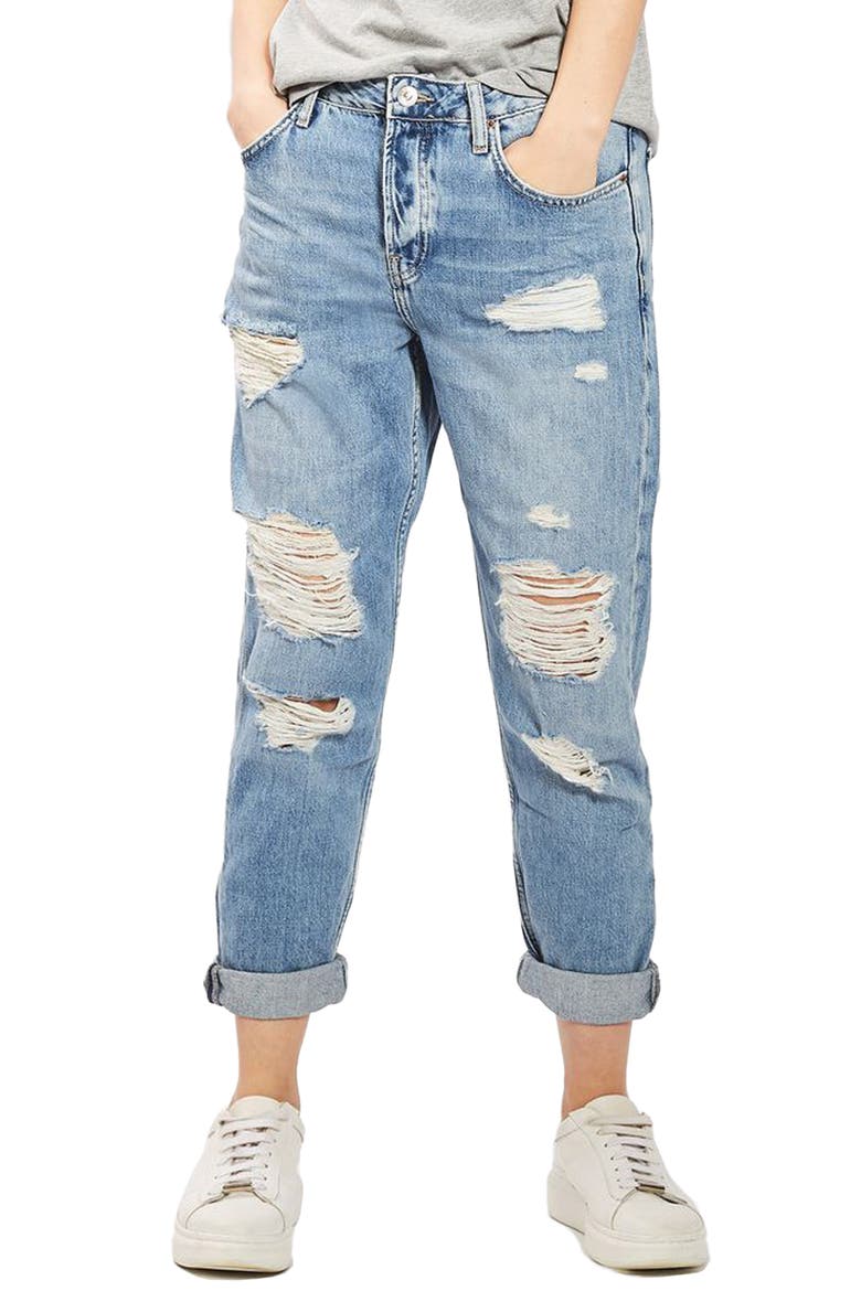 Hayden Super Ripped Boyfriend Jeans, Main, color, LIGHT DENIM