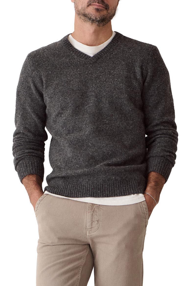 Neppy Merino Wool V-Neck Sweater, Main, color, BLACKWATER