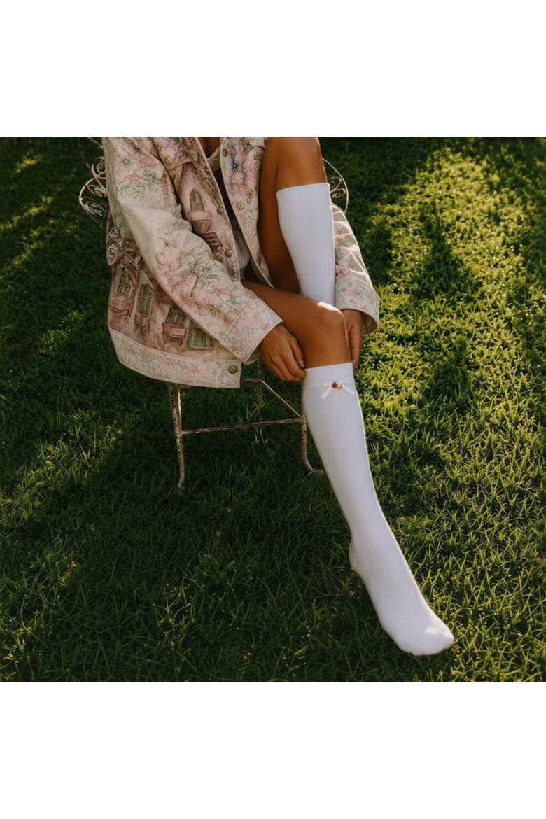 Ruby Royale Bow Socks, Alternate, color, White