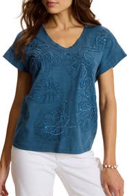 Tommy Bahama Embellished Monstera Leaf Graphic Tee