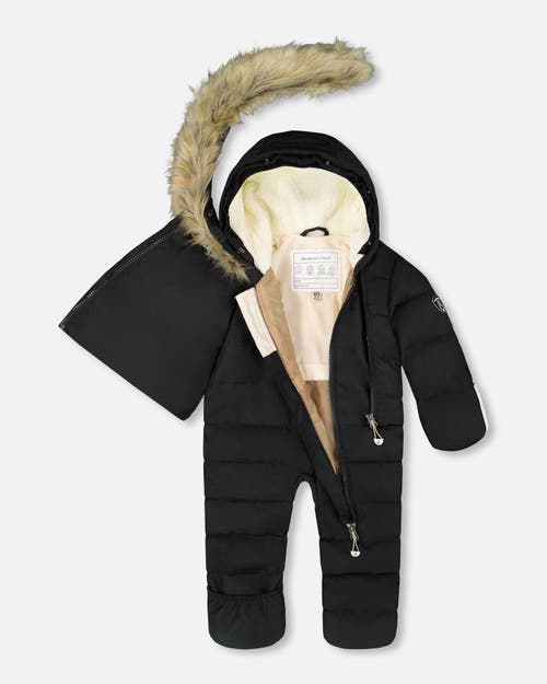Deux Par Deux Gender Inclusive One-piece Snug Snowsuit Designed For Car Seat In Black