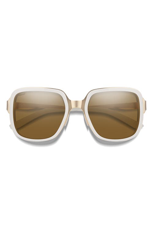 Smith Aveline 55mm Chromapop™ Polarized Square Sunglasses In White Gold/polarized Brown