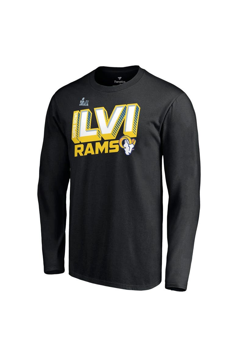Men's Fanatics Branded Black Los Angeles Rams Super Bowl LVI Bound Tilted Roster Long Sleeve T-Shirt, Alternate, color, Black