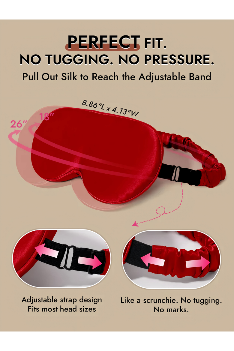 22 Momme Mulberry Silk Upgraded 3D Adjustable Eye Mask, Alternate, color, Wine