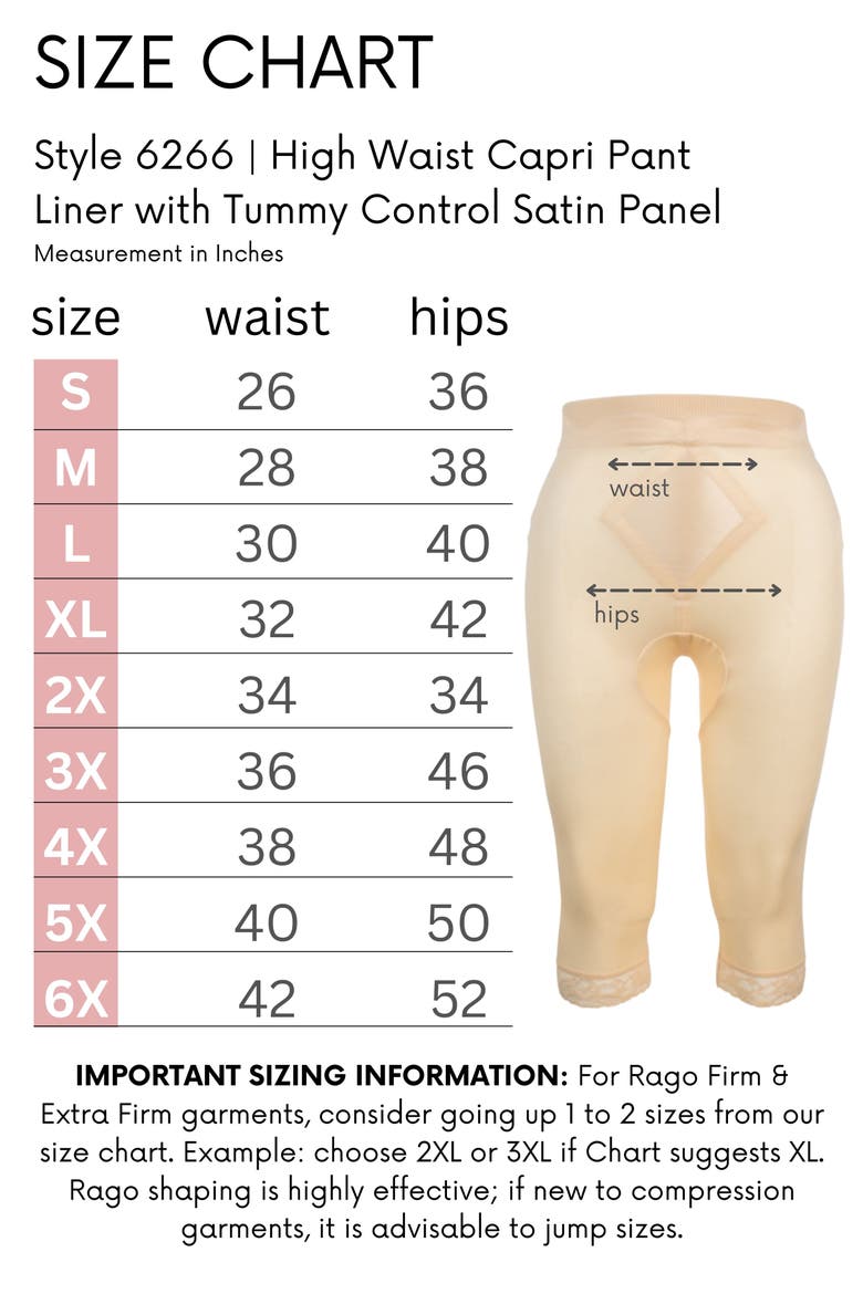 High Waist Capri Pant Liner with Tummy Control, Alternate, color, Beige