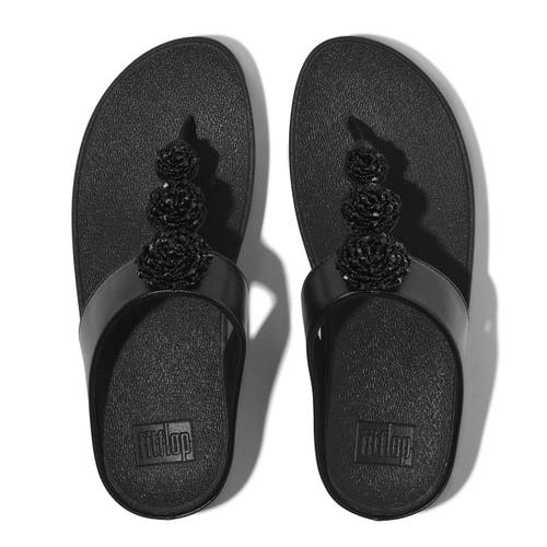 Fitflop Fino Beadie-button Metallic Toe-post Sandals In Black