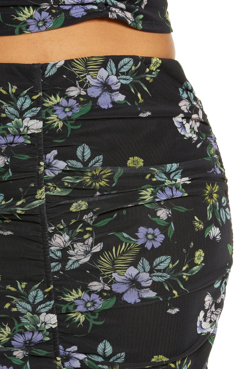 AFRM Venice Floral Ruched Powermesh Skirt, Alternate, color,