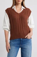 Wit & Wisdom Mixed Media Elbow Sleeve Shirt & Sweater Vest