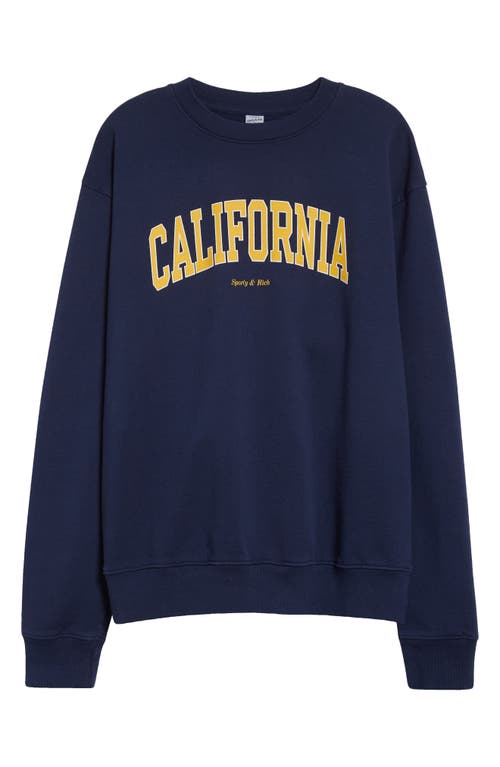 Sporty And Rich Sporty & Rich California Cotton Crewneck Sweatshirt In Navy