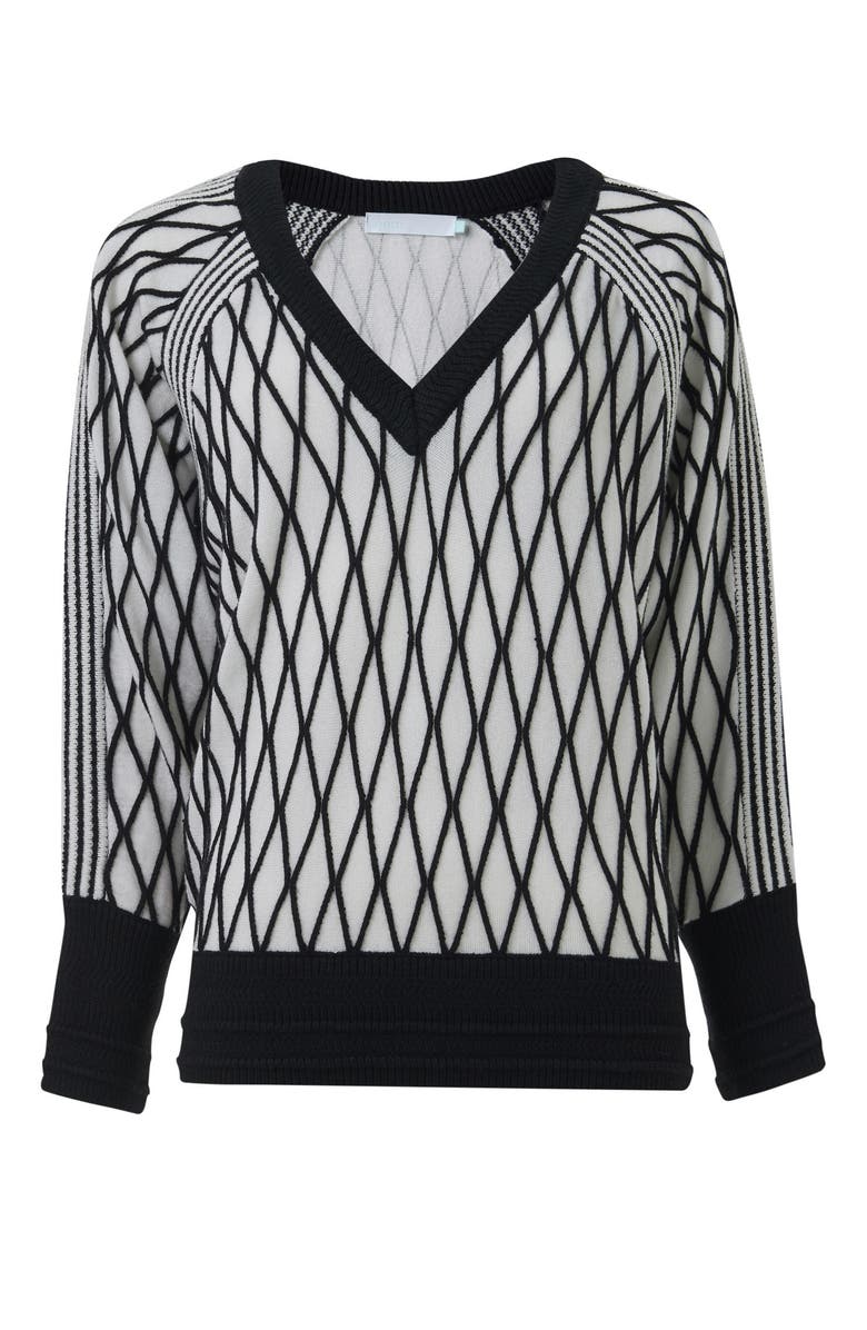 Leem Argyle Mesh Textured Knitted Sweater, Main, color, White