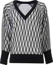 Leem Argyle Mesh Textured Knitted Sweater
