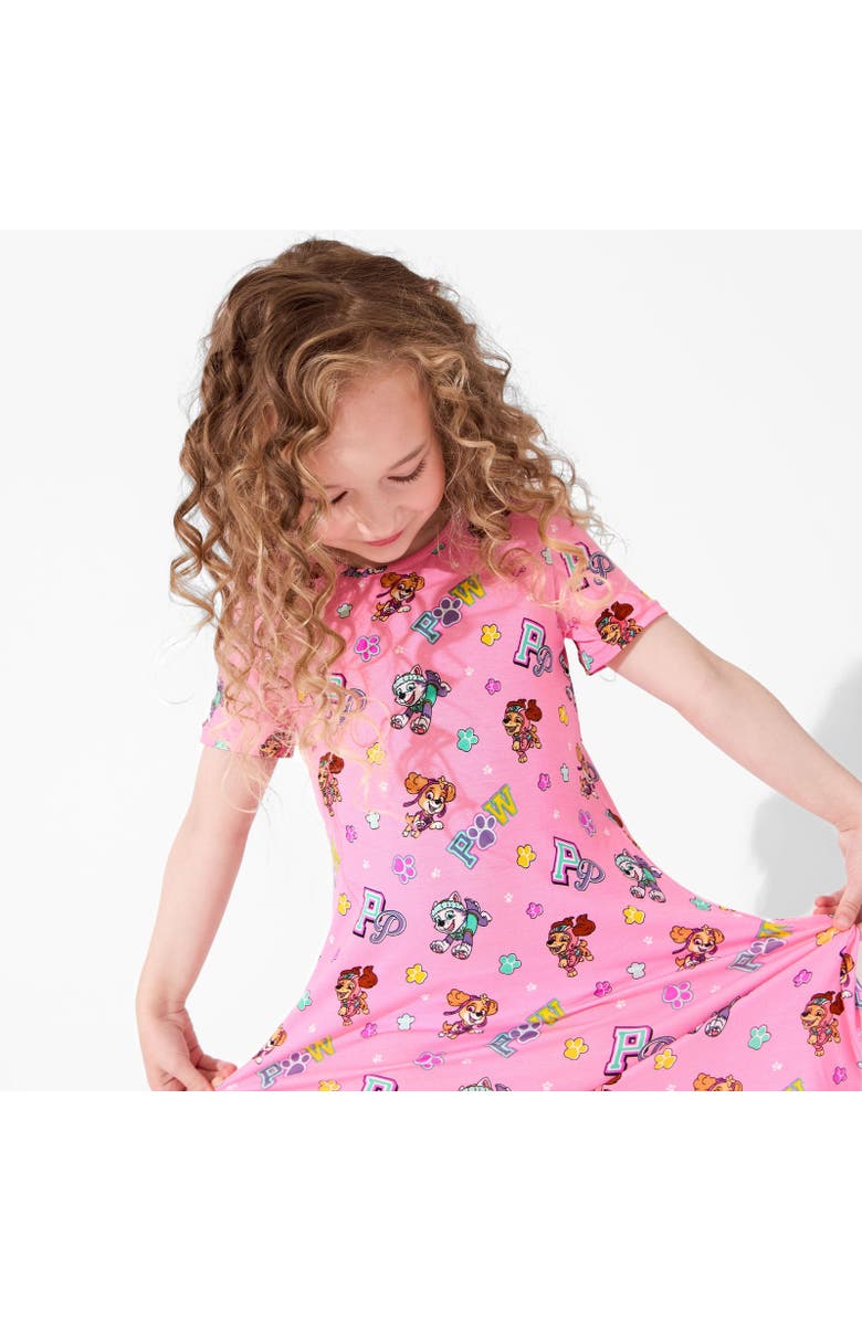 Bellabu Bear Kids' PAW Patrol Varsity Pink Short Sleeve Dress, Alternate, color, Paw Patrol: Varsity Pink