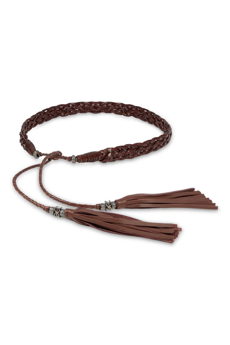 Braided Leather Rope Belt, Alternate, color, BROWN